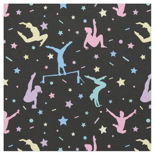 Girls Gymnastics Women Gymnasts with Stars Fabric
