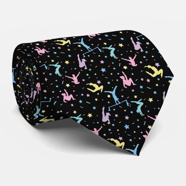 Girls Gymnastics Women Gymnasts with Stars Neck Tie (Rolled)