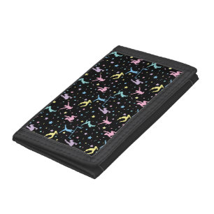 Girls Gymnastics Women Gymnasts with Stars Trifold Wallet
