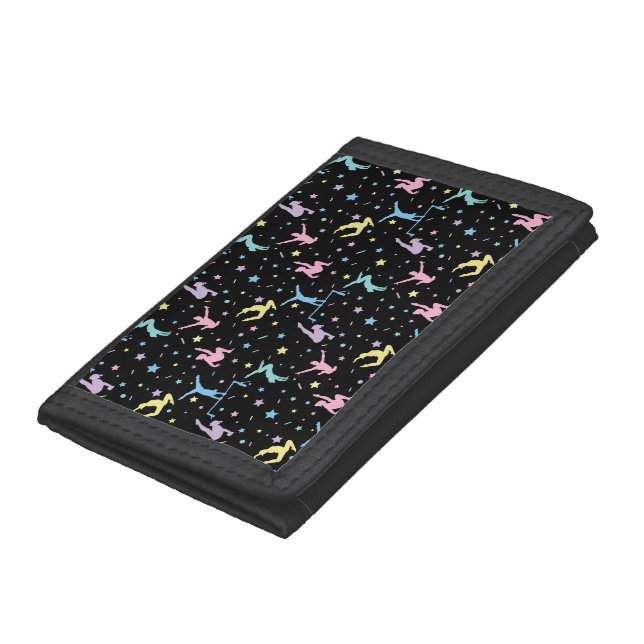 Girls Gymnastics Women Gymnasts with Stars Trifold Wallet (Bottom)