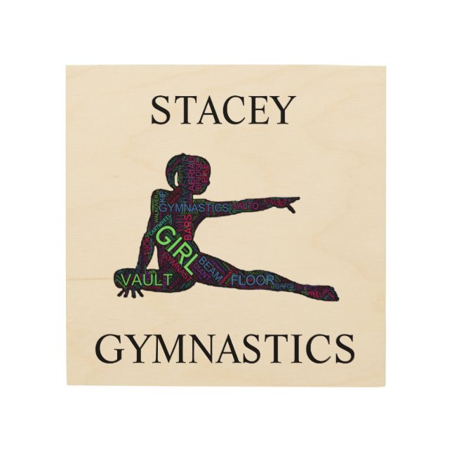 Girls Gymnastics Word Art Wood Wall Art (Front)