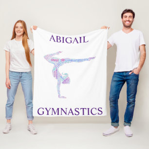 Girls Gymnastics Word Art / Word Cloud Fleece Blanket
