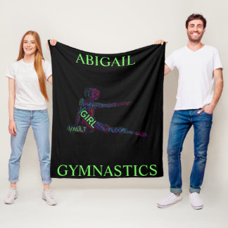 Girls Gymnastics Word Art / Word Cloud Fleece Blanket