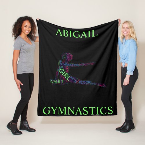 Girls Gymnastics Word Art  Word Cloud Fleece Blanket