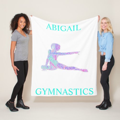 Girls Gymnastics Word Art  Word Cloud Fleece Blanket