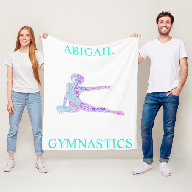 Girls Gymnastics Word Art / Word Cloud Fleece Blanket (In Situ)