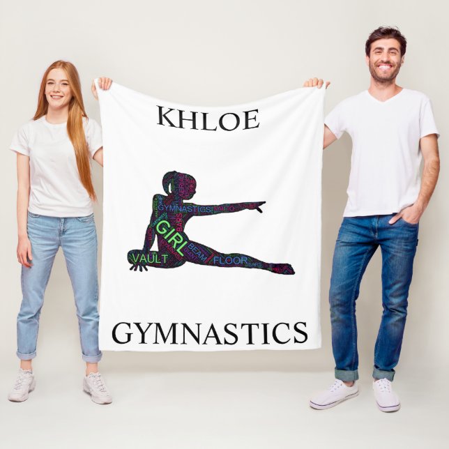 Girls Gymnastics Word Art / Word Cloud Fleece Blanket (In Situ)