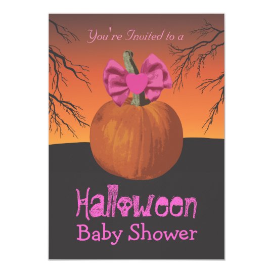 Girls Halloween Baby Shower Invitations