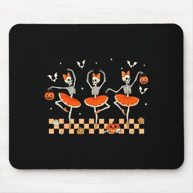 Girls Halloween Ballet Skeleton Pumpkin Girls Skel Mouse Pad (Front)