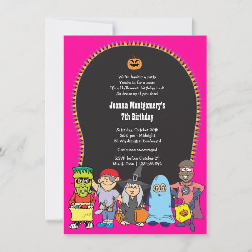 Girls Halloween Birthday Costume Party Invitation