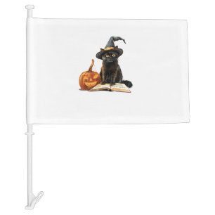 Girls Halloween Cute Cat Pumpkin Witch Costume Car Flag