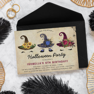Girls Halloween Kids Birthday Party Invitation