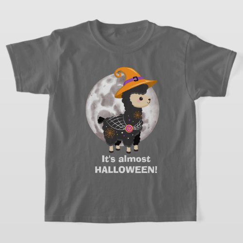 girls Halloween October Month llama T_Shirt