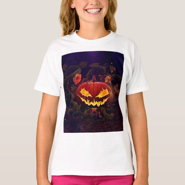 Girl's halloween pumpkin t-shirt (Front)