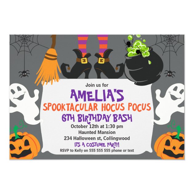 Girls Halloween Spooktacular Birthday Invitation