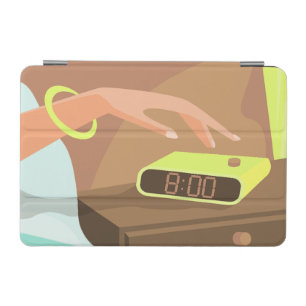 Girls hand pushing on alarm clock snooze button iPad mini cover