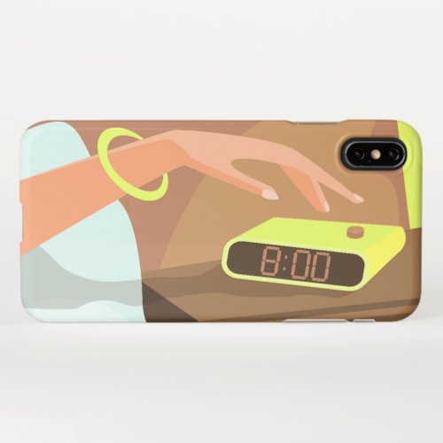 Girls hand pushing on alarm clock snooze button iPhone XS max case