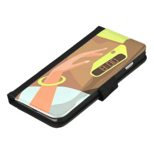 Girls hand pushing on alarm clock snooze button iPhone 8/7 plus wallet case