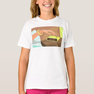 Girls hand pushing on alarm clock snooze button T-Shirt