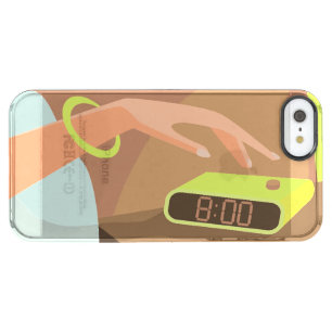 Girls hand pushing on alarm clock snooze button clear iPhone SE/5/5s case