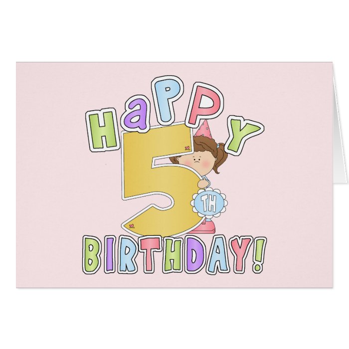 Girls Happy 5th Birthday Greeting Card