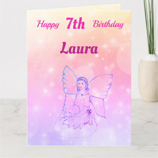 Girls Happy 7th Birthday Fairy Greeting Card