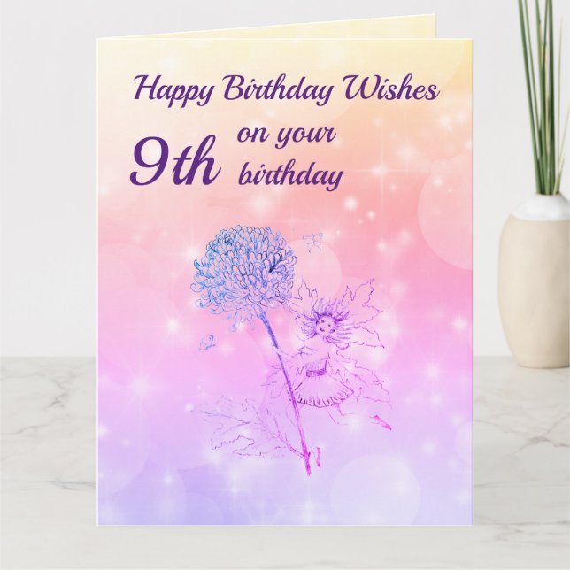 Girls Happy 9th Birthday Greeting Card (Front)