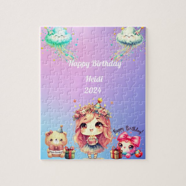 Girl's Happy Birthday Jigsaw Puzzle (Vertical)