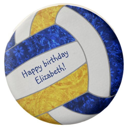 girls happy birthday party blue gold volleyball chocolate covered oreo