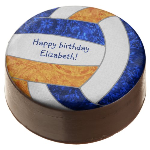 girls happy birthday party blue orange volleyball chocolate covered oreo