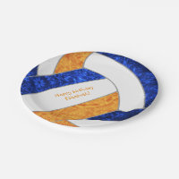 girl's happy birthday party blue orange volleyball