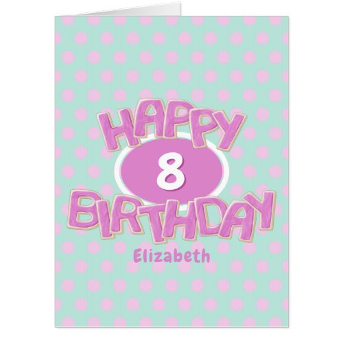 girls Happy Birthday pink cutouts and polka dots Card