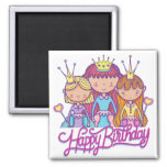 Girls Happy Birthday Princess Cute Cartoon Magnet at Zazzle