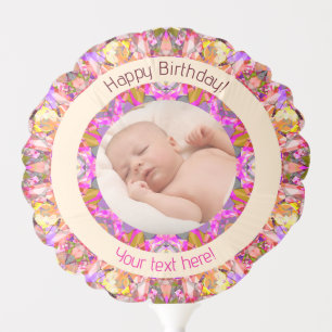 Girls Happy Birthday Summer Pink Star Custom Age Balloon