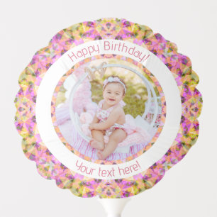 Girls Happy Birthday Summer Pink Star Custom Age Balloon