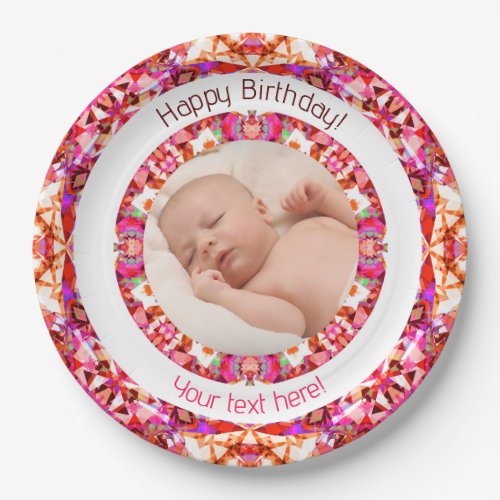 Girls Happy Birthday Summer Pink Star Custom Age Paper Plates