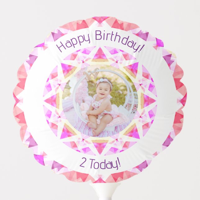 Girls Happy Birthday Vibrant Pink Star Custom Age Balloon (Front)