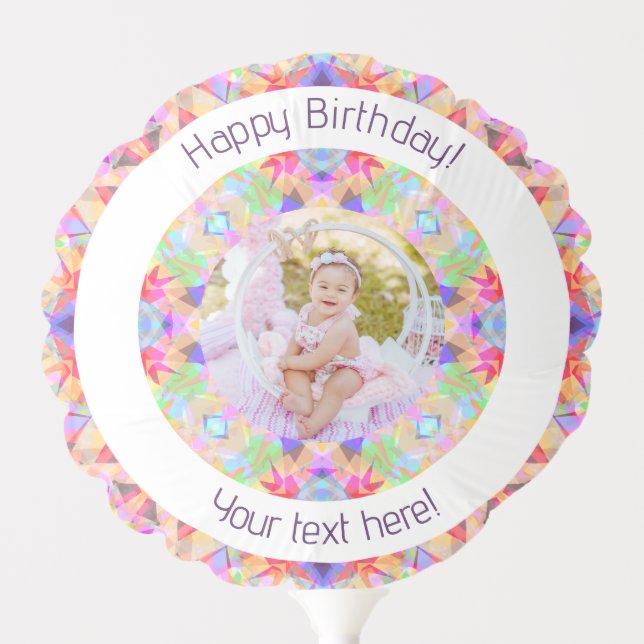 Girls Happy Birthday Vibrant Pink Star Custom Age Balloon (Front)