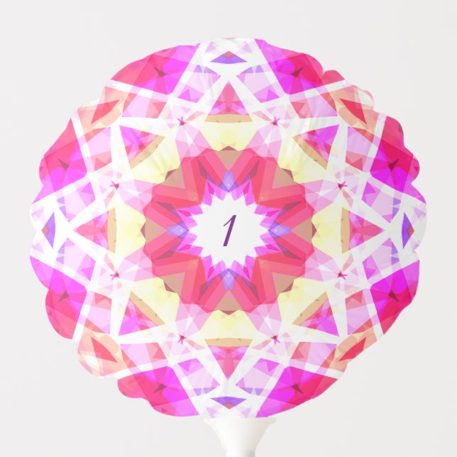Girls Happy Birthday Vibrant Pink Star Custom Age Balloon (Front)