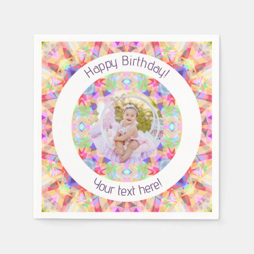 Girls Happy Birthday Vibrant Pink Star Custom Age Napkins