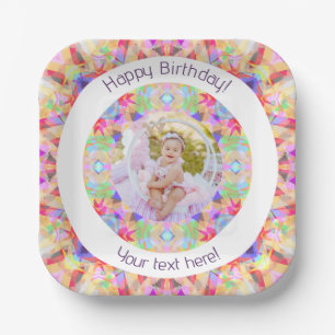 Girls Happy Birthday Vibrant Pink Star Custom Age Paper Plates
