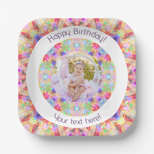 Girls Happy Birthday Vibrant Pink Star Custom Age Paper Plates
