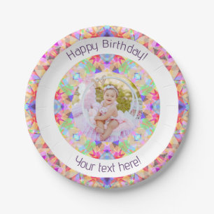 Girls Happy Birthday Vibrant Pink Star Custom Age Paper Plates