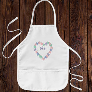 Girls' Heart-Shaped Starfish Frame Personalized Kids' Apron