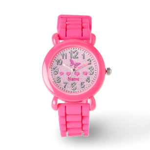 Girls Hearts and Butterfly Watches Personalized