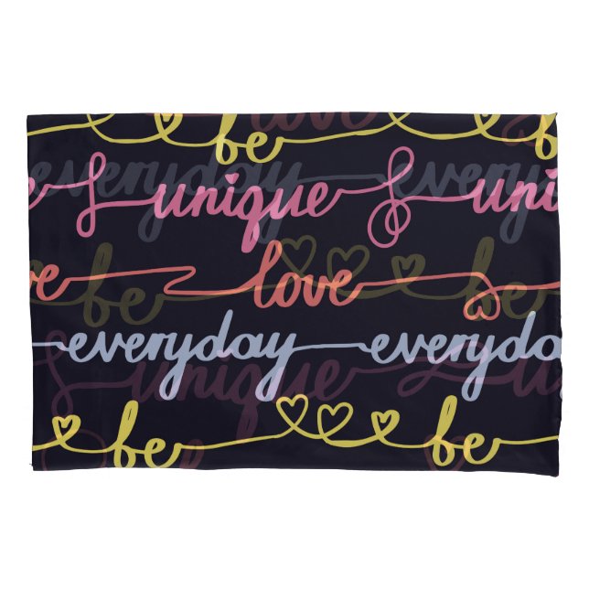 Girls' hearts, words seamless pattern. pillow case (Front)