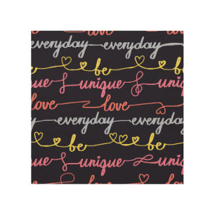 Girls' hearts, words seamless pattern. wood wall art