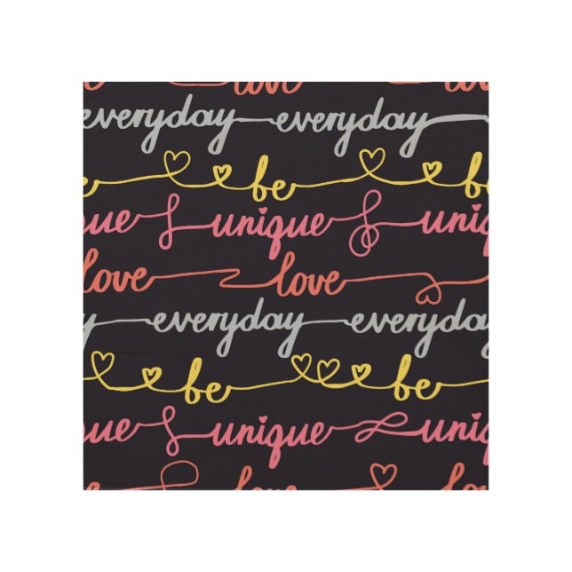 Girls' hearts, words seamless pattern. wood wall art (Front)