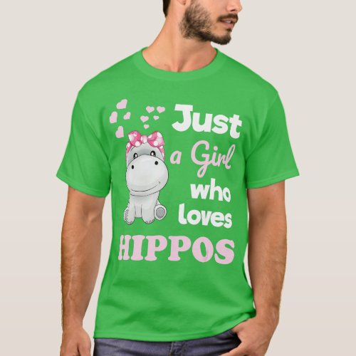 Girls Hippo Lover Just a Girl Who Loves Hippopotam T_Shirt