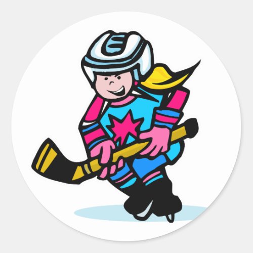 Girls Hockey Classic Round Sticker